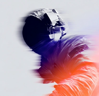 Futuristic chrome-helmet bust